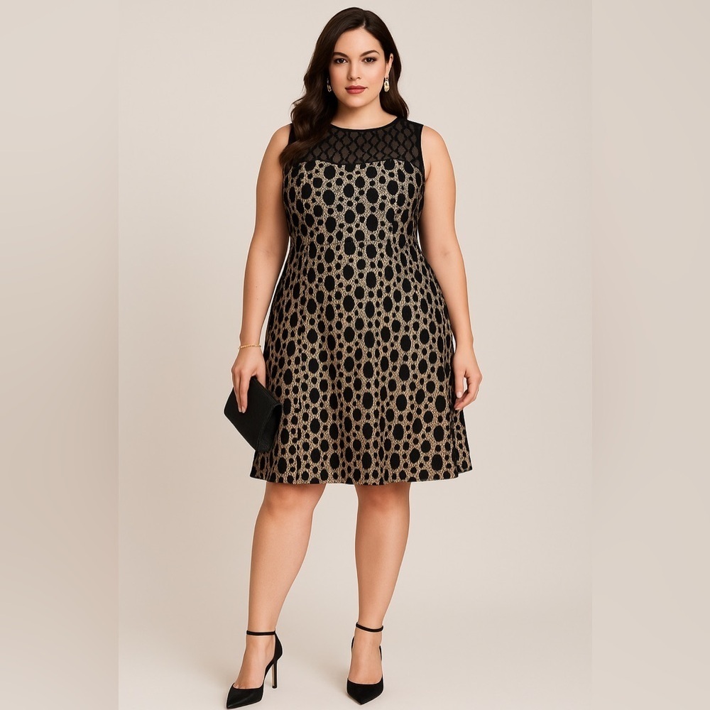 Kay Unger New York Polka Dot Lace Fit & Flare Cocktail Dress – Sz 16